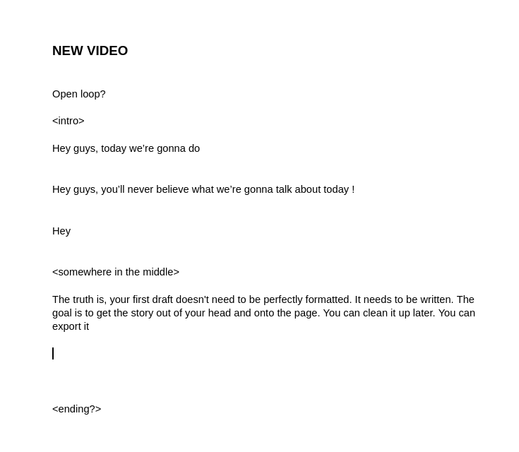 Traditional boring scriptwriting process